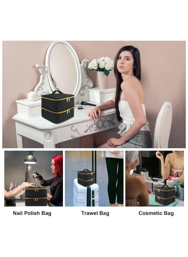 ORiTi Nail Polish Carrying Case, Double-Layer Nail Polish Storage Bag - Fits Nail Dryer Lamp And Bottles,Nail Polish Organizer Bag With Adjustable Dividers For Manicure - Image 5
