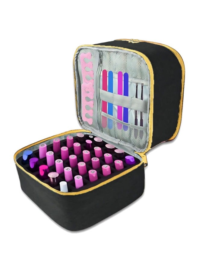 ORiTi Nail Polish Carrying Case, Double-Layer Nail Polish Storage Bag - Fits Nail Dryer Lamp And Bottles,Nail Polish Organizer Bag With Adjustable Dividers For Manicure - Image 1