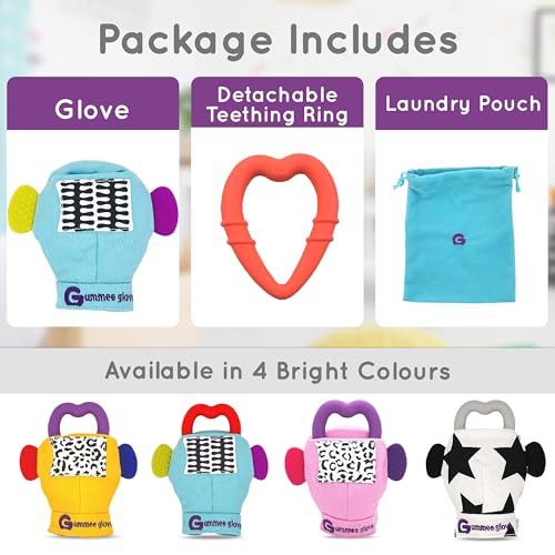 Gummee Baby Teething Mitten Glove Plus – Teether for Babies 6 Months+, Self-Soothing Chew Toy for Stronger Chewers, Wrist Teether with Detachable Silicone Heart, BPA Free - Image 5