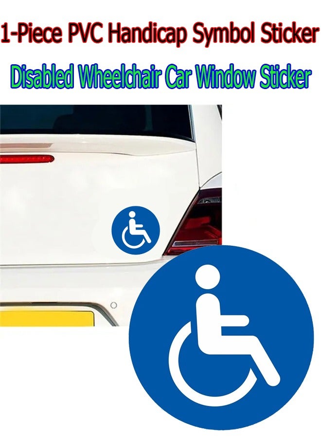 Generic 1-Piece PVC Handicap Symbol Sticker,Disabled Wheelchair Car Window Sticker,Wall and Staircase Obstacle Symbol Sticker,Diameter 13cm  - Image 1