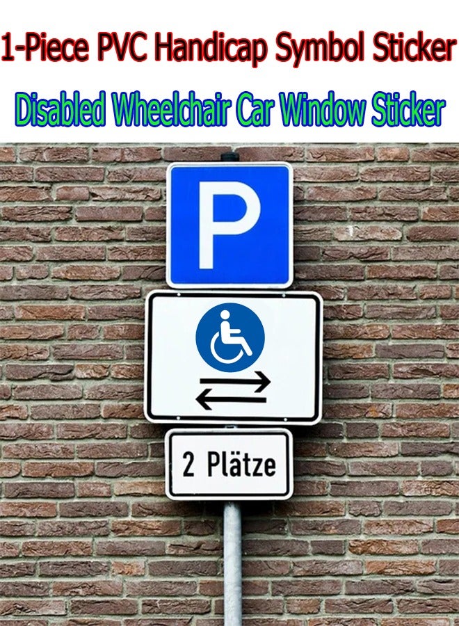 Generic 1-Piece PVC Handicap Symbol Sticker,Disabled Wheelchair Car Window Sticker,Wall and Staircase Obstacle Symbol Sticker,Diameter 13cm  - Image 2