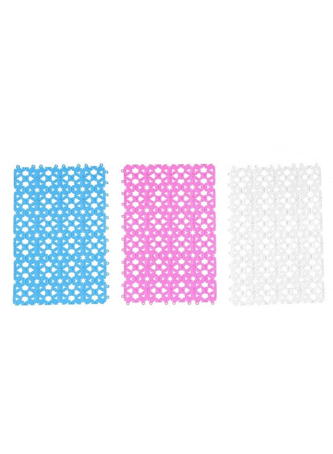 POPETPOP POPETPOP 3PCs Rabbit Mats for Cages,12x8 Inches Per Pieces Plastic Heart Hole Splice Feet Pad Water Leak Holder in Cages-Guinea Pig Floor Mat for Critters' Feet (Pink/White/Blue)  - Image 1