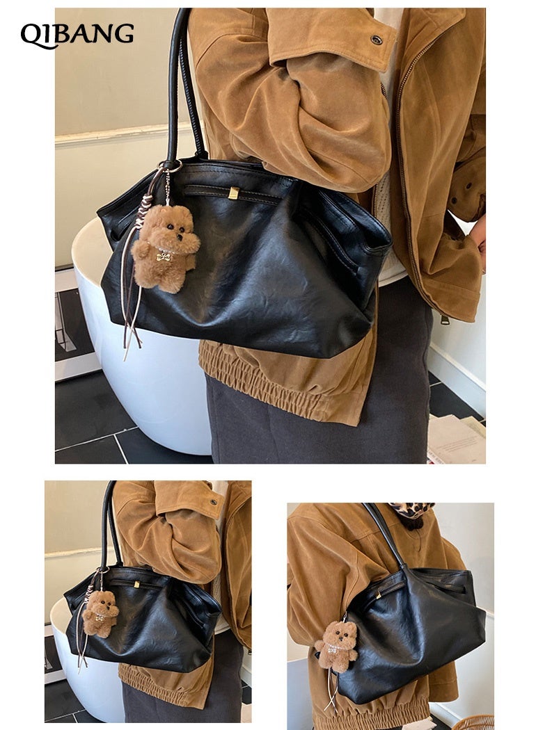 QIBANG Women's 2026 Top Handle Bag PU Leather Hobo Purse with Metal Accent Large Capacity Shoulder Bag Purse for Work Office Travel All-season - Image 2