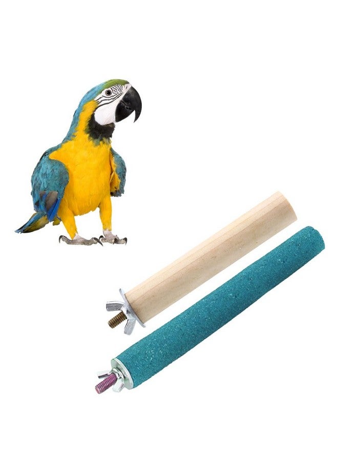 Sage Square Normal & Sand Perch Combo Of 6 & 12 Inches Natural Wood Rough Sand Perches Grinding Nail | Playstand, Training, Cage Accessories |Finches, Parrot, Budgies, Cockatiels (Pack Of 2) - Image 1