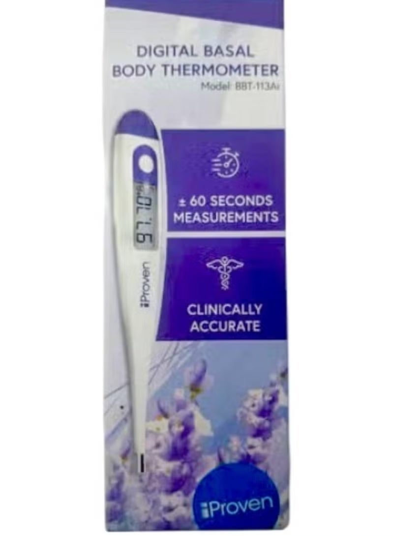 iProven Digital Basal Body Thermometer, 0.01 Accuracy, 60 Sec Reading, Memory Recall - Image 1