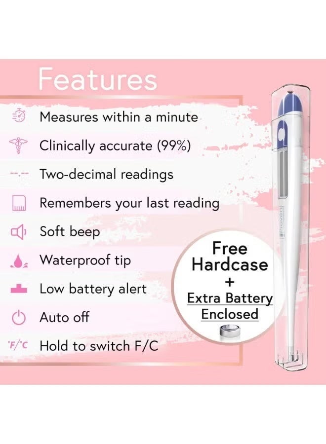 iProven Digital Basal Body Thermometer, 0.01 Accuracy, 60 Sec Reading, Memory Recall - Image 2