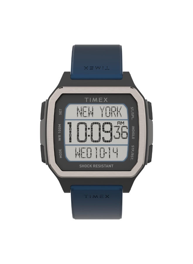 تيميكس ساعة TIMEX الرقمية للرجال طراز Urban TW5M28800  سوار سيليكون أزرق مع ضوء ليلي INDIGLO - Image 1