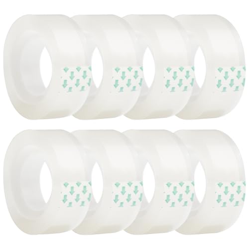 Ykimok 8 Rolls Transparent Clear Tape Refills for Dispenser, Sturdy Tape(Not Easily Tear), 0.7 Inch, 27.3 Yard, Perfect for Office, Home, School - Image 1
