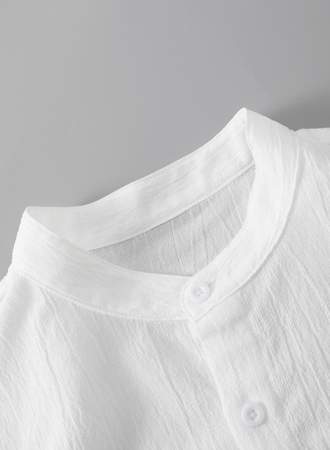 تايك تو طقم منسق من بنطال برباط خصر وقميص سادة بأكمام طويلة - Image 3