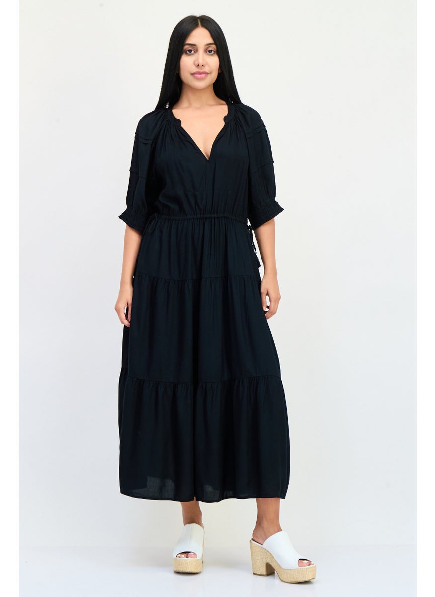 Area Stars Women Plain Maxi Dress, Black  - Image 1