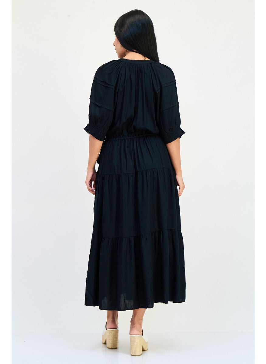 Area Stars Women Plain Maxi Dress, Black  - Image 4