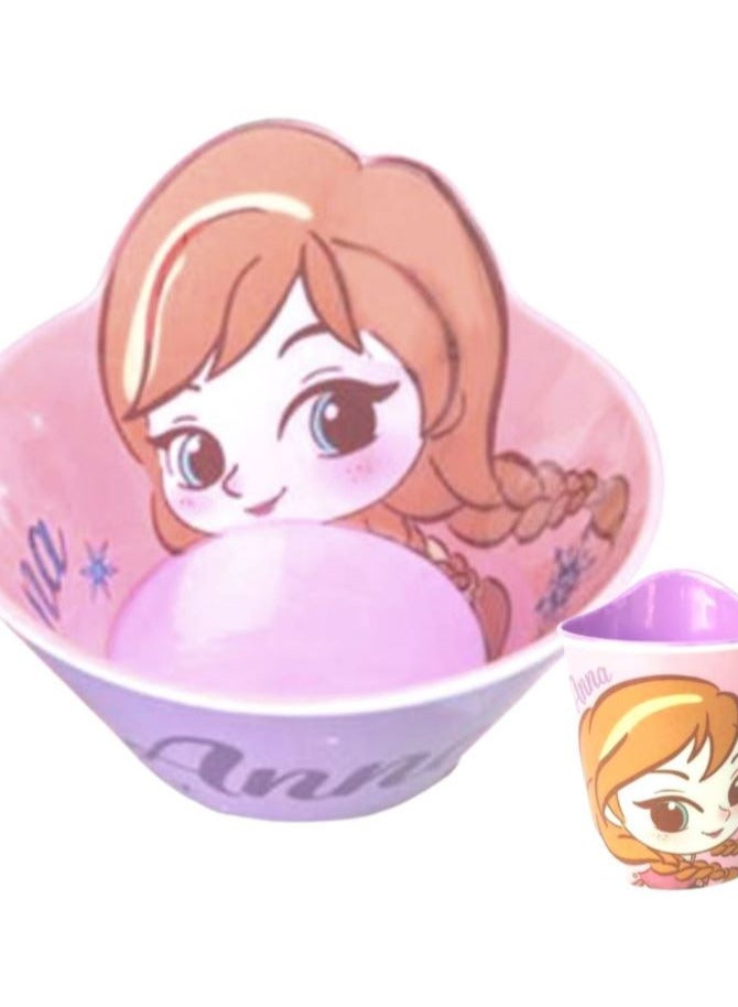 ديزني طقم وعاء وكوب طعام مقاوم للصدمات من الميلامين للأطفال والصغار من سن 5+ عامًا فما فوق - Image 1