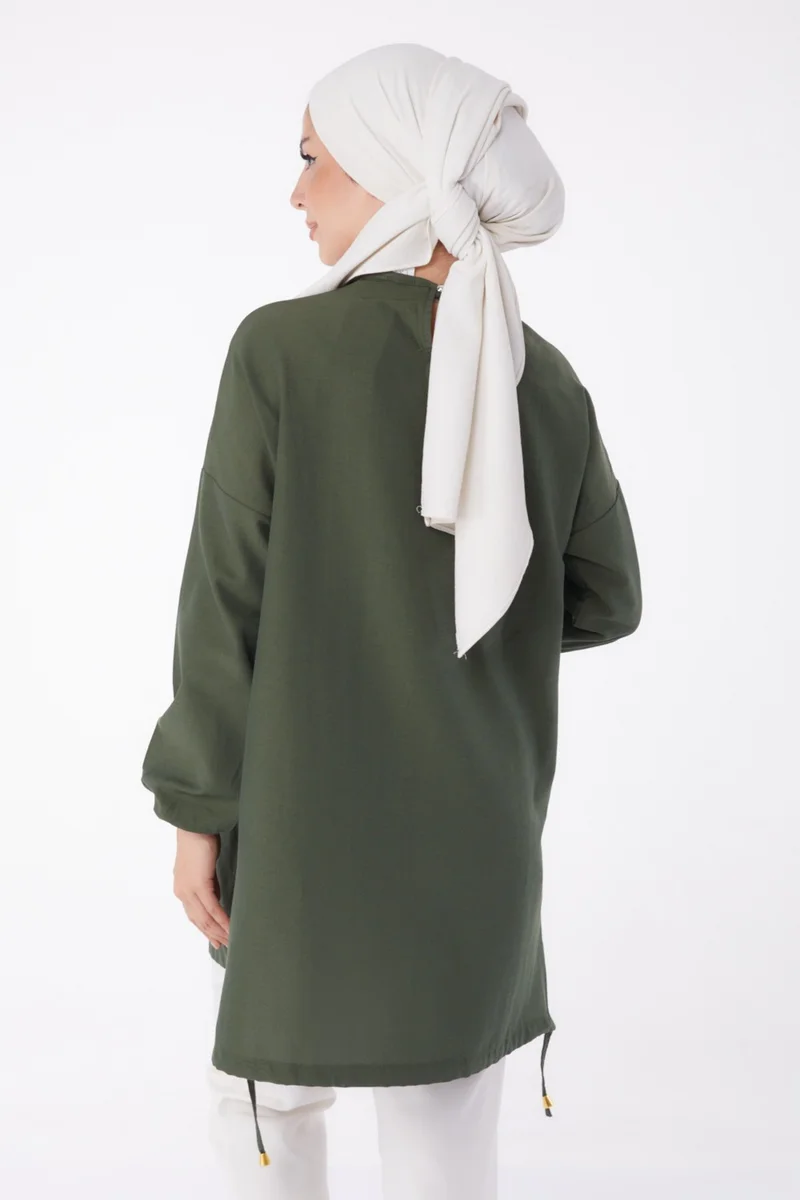 Tofisa Plain Crew Neck Women's Khaki Tunic - 10812
