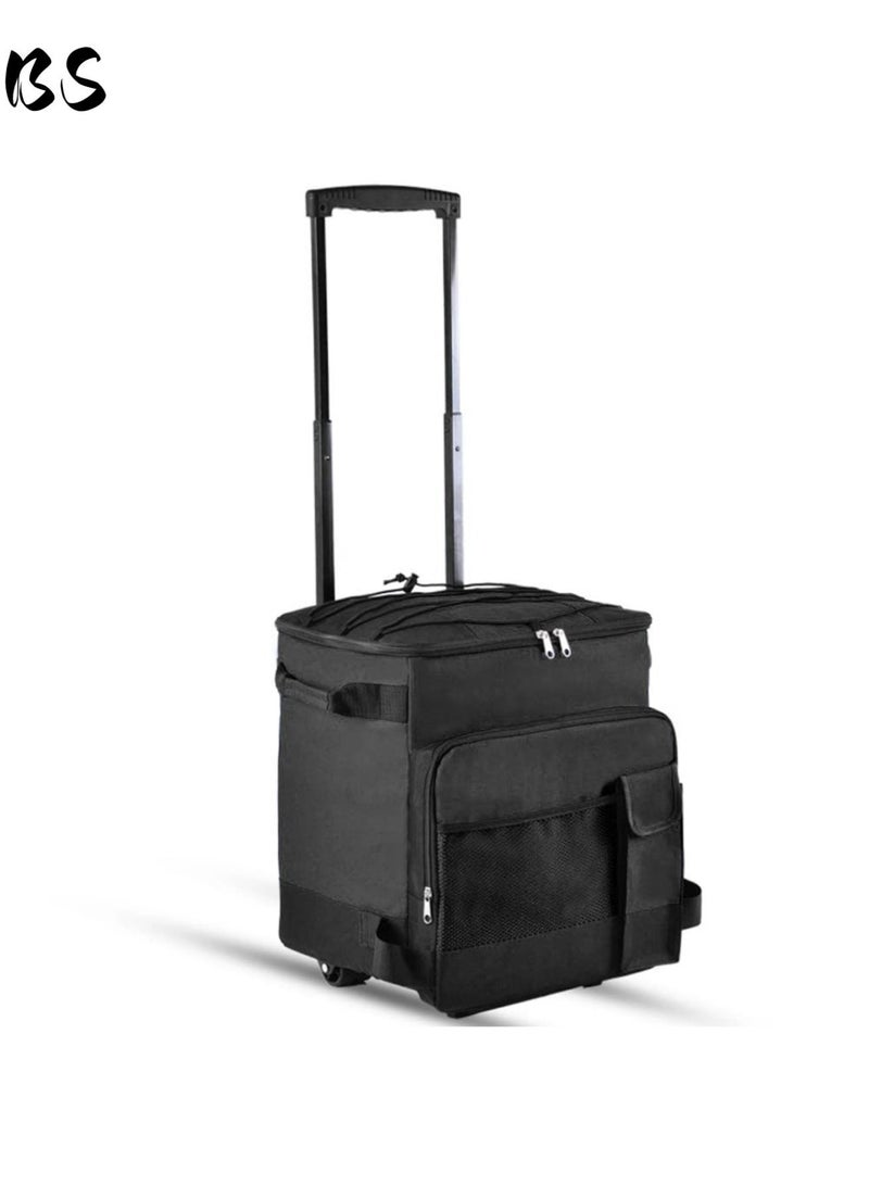 BS Outdoor Camping Cooled Suitcase | Trolley-Style Cooled Food Bag | Portable Hand-Carried Suitcase | Insulated Rolling Drink Bag with Foldable Wheels, Designed for Outdoor BBQs, Beaches, Camping, Picnics, Shopping - 43L Capacity | Black. - Image 1