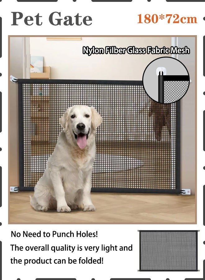 Generic Pet Gate, Dog Isolation Net, Portable Foldable Pet Isolation Fence Dog Barrier Safety Fence Safety Magic Enclosure Net Extra Wide Retractable Adjustable Portable Folding Mesh Dog Gate  - Image 1