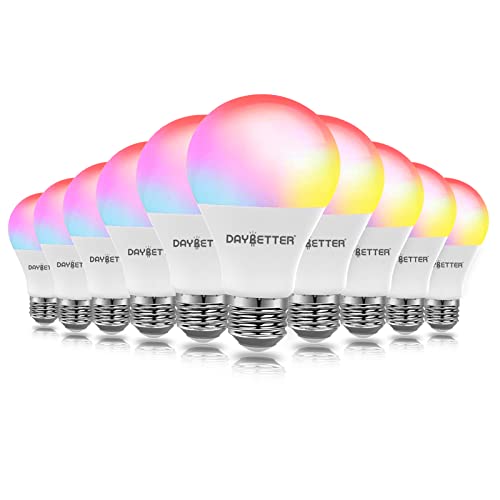 DAYBETTER Smart Light Bulbs, Alexa Light Bulb, WiFi Light Bulbs, RGBCW Color Changing Light Bulb A19 9W 800LM, Smart Bulbs that Work with Alexa & Google Assistant, 2.4Ghz only, No Hub Required,10 Pack - Image 1