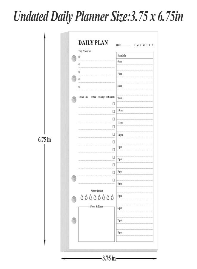 Yaridar A6 Undated Daily Planner Refill - To Do List for Filofax Personal Binders, 160 Sheets/320 Pages Planner and Lined Refill, 6-Hole Punched, 3.75" x 6.75" - Image 5