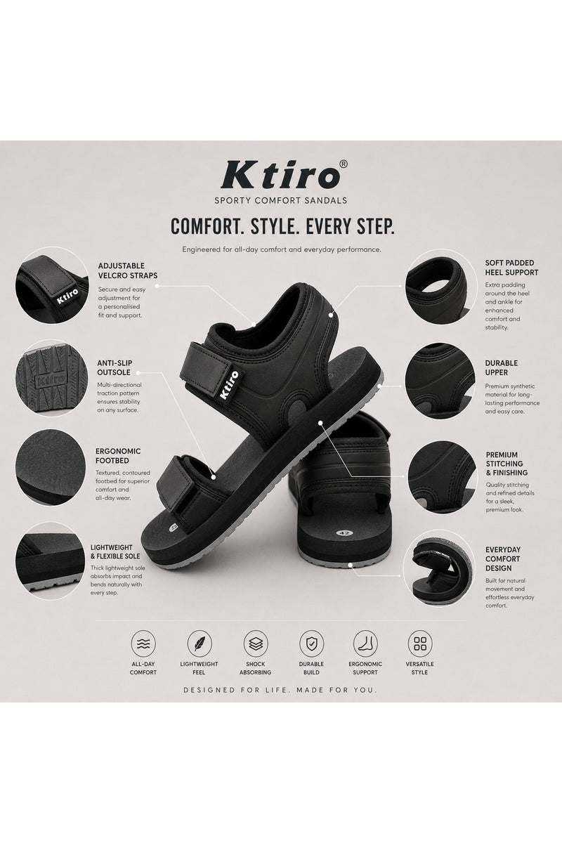 Feet First Men’s Sports Sandals with Adjustable Velcro Straps – Lightweight Comfort Outdoor Walking Sandals - Image 2