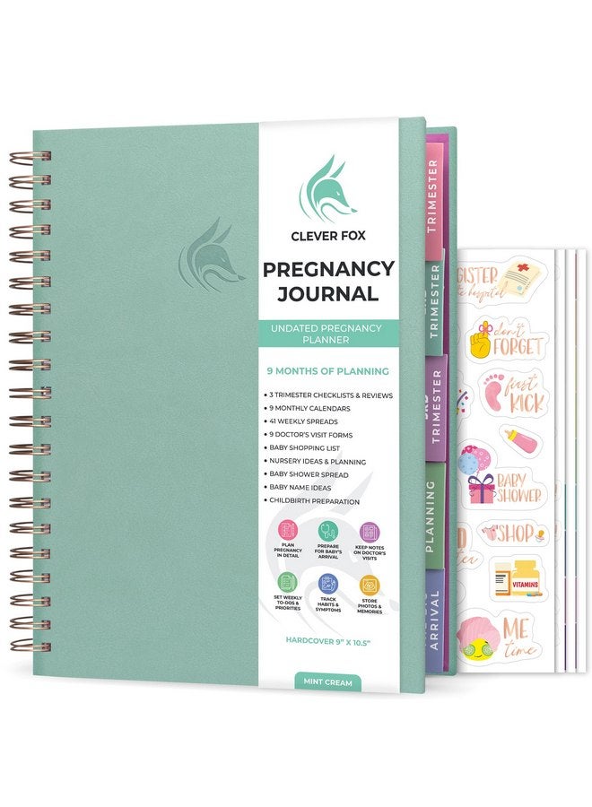 Clever Fox Clever Fox Pregnancy Journal & Memory Book - 9 Month Weekly Pregnancy Planner & Notebook for Expecting Moms - Pregnancy & Baby Keepsake Book - Gift for First Time Moms - Hardcover, 9x10.5″ (Mint - Image 1