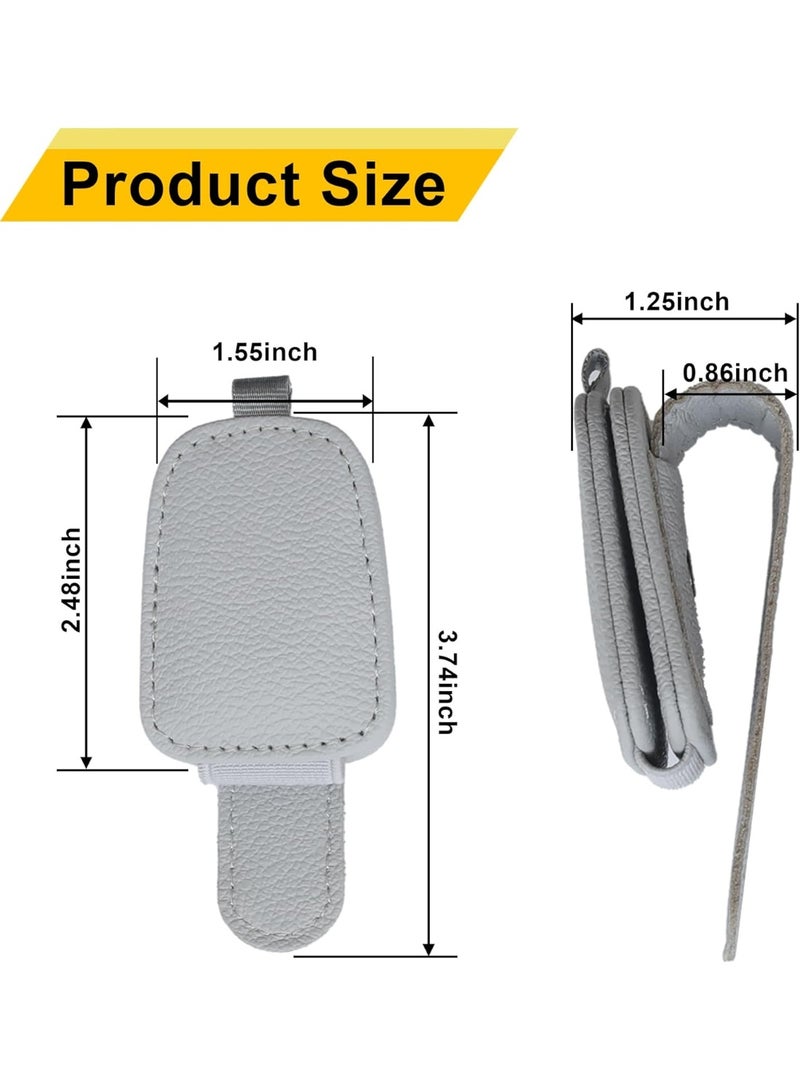 Sunglass Holder for Car, Magnetic Leather Sunglasses Holder and Ticket Card Clip, Car Visor Accessories, 2 Packs (Silver Grey) - Image 3