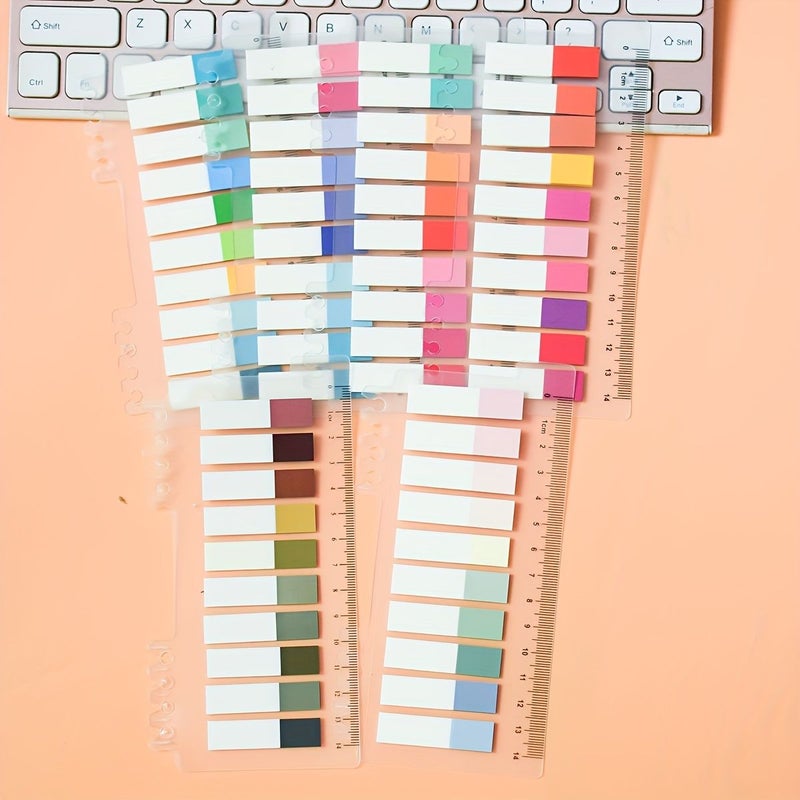 1200 Sheets PET Sticky Notes Translucent Index Labels for Office Stationery 6 Sets of 200 Sheets Per Style - Image 1