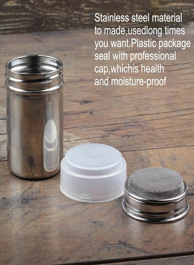 SENHAI 2 Stainless Steel Powder Shakers, SENHAI Mesh Shaker Powder Cans for Coffee Cocoa Cinnamon Powder with Lid, with 16 pcs Printing Molds Stencils - Image 5
