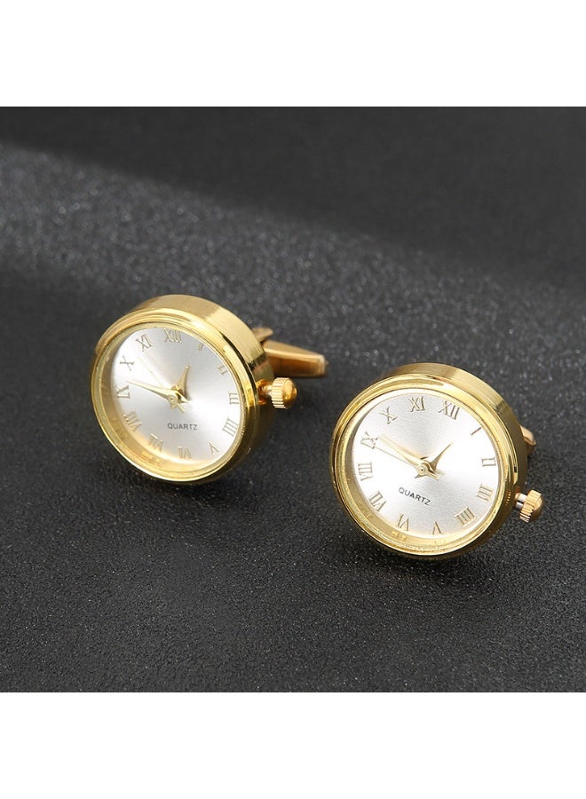 Shougu High End Movement Silver Precision Watch Men's Cufflinks 