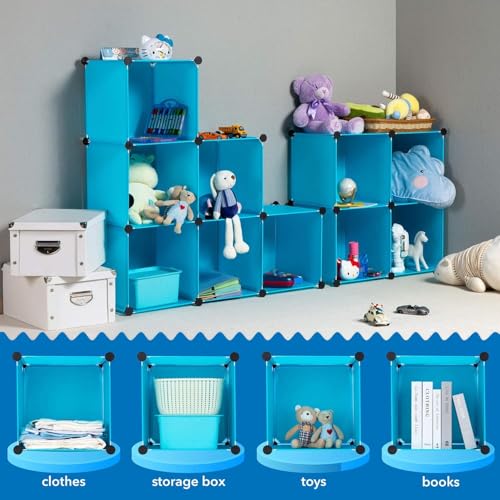 EXVITO 12 Door Kids Plastic Wardrobe for Clothes, Foldable Plastic Almirah for Clothes, Collapsible Wardrobe for Storage, Baby Cupboard for Clothes Storage - (Cow Sky Blue, 12 Door) - Image 2