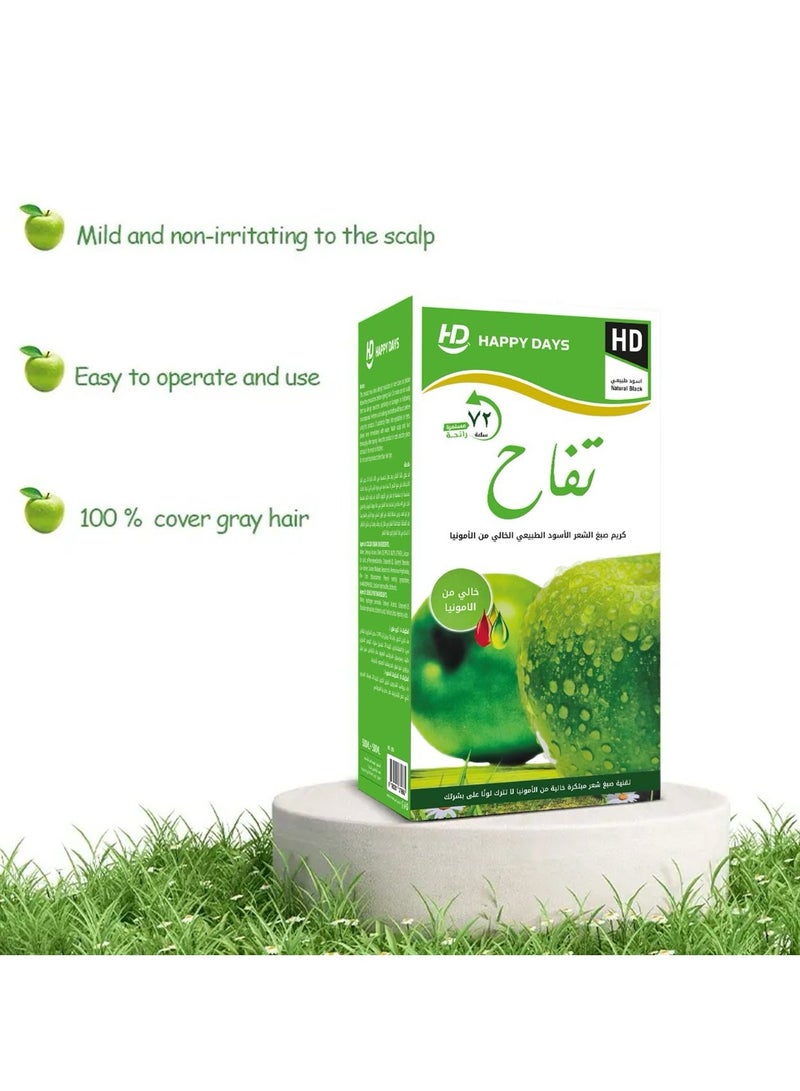 HAPPY DAYS Ammonia Free Hair Color Cream - 500 ml Cream + 500 ml Developer - Apple (Natural Black ) - Image 2