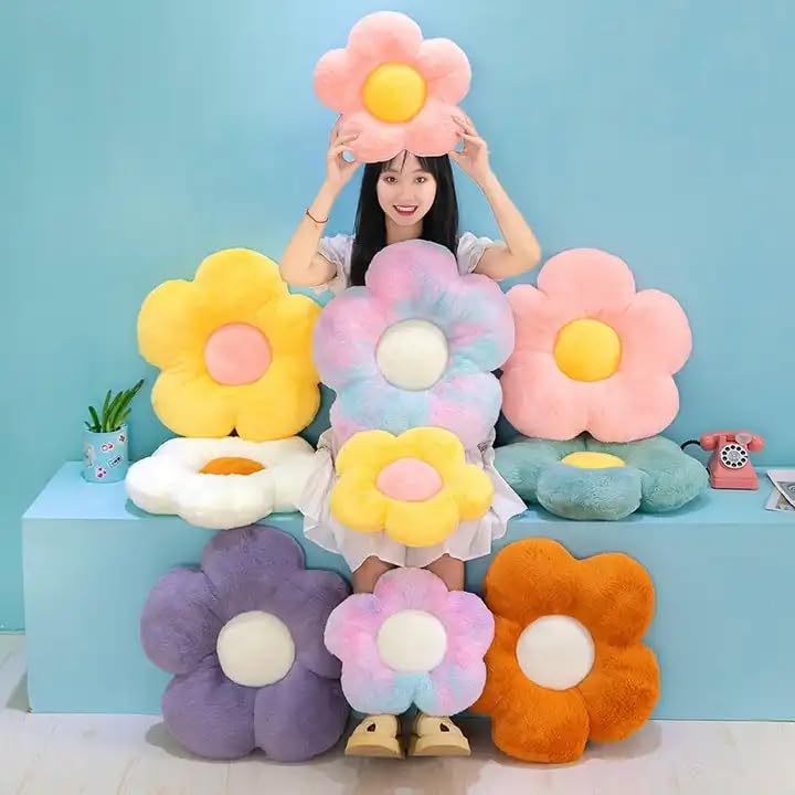 AVS Flower Shaped Cushion for Sofa Soft Floor Pillow Cushion Seating Pad Sunflower Chair Cushion Throw Pillow for Comfort Home Decoration Cushions for Living Room Bed Sofa Set of 5 Red - Image 3