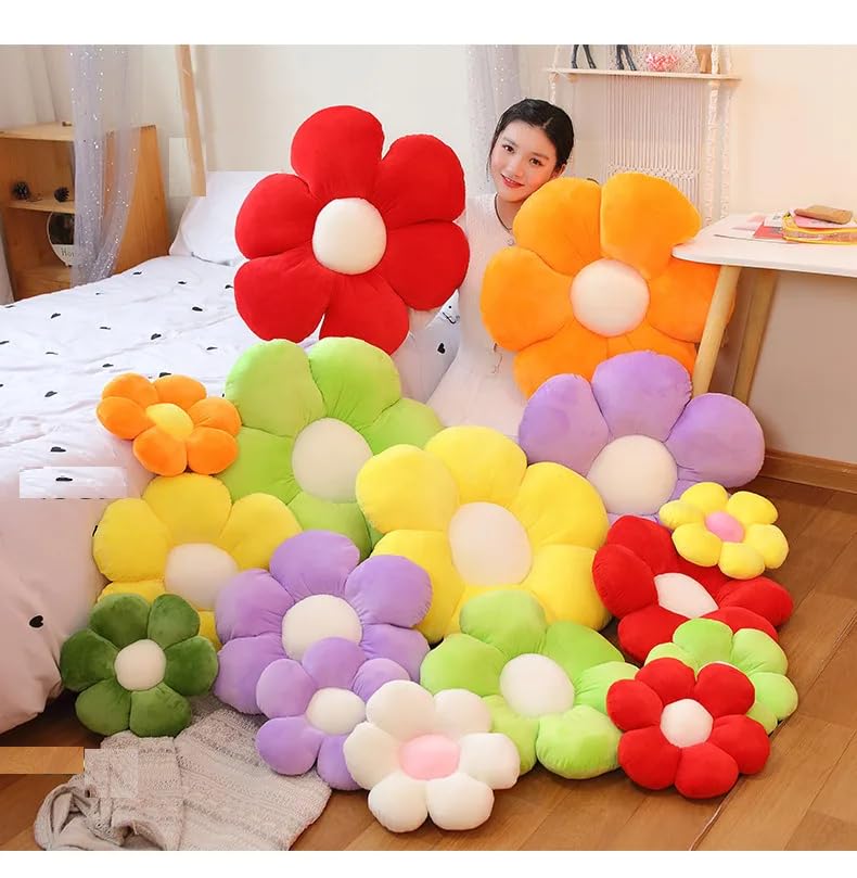 AVS Flower Shaped Cushion for Sofa Soft Floor Pillow Cushion Seating Pad Sunflower Chair Cushion Throw Pillow for Comfort Home Decoration Cushions for Living Room Bed Sofa Set of 5 Red - Image 2