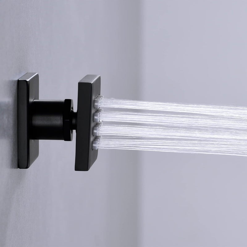 orhemus Brass Body Spray Shower Jet - High Pressure Massage Side Sprayer Spa System Shower Set Adjustable Wall Mounted, Square Matte Black Finished - Image 4