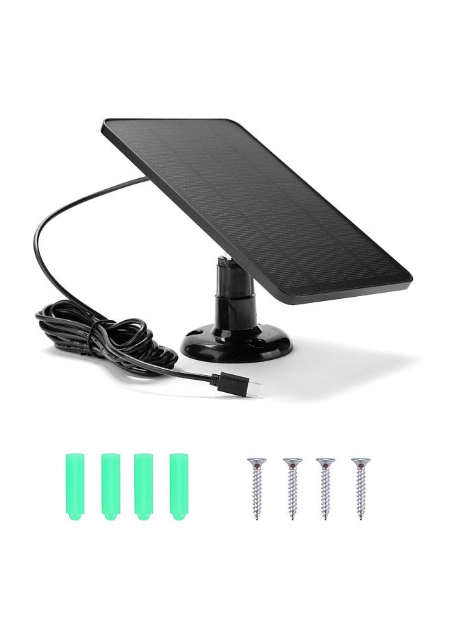 Generic Solar Panel for Security Camera IP6 Waterproof 360 Degrees Adjustable Continuous Power with 10W 5V Charging Solar Panels with Type-C Port / 9.8 Ft Charging Cable Fit for Doorbell Monitoring Camera  - Image 3