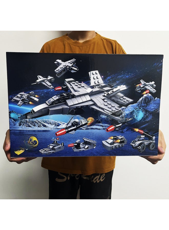 Compatible Lego Blocks China Gift Box Dinosaur Mecha Assembled Educational Toys Stall Institutional Gifts-Color:3 Destroyers/454 Pieces/48*32*6.5cm  - Image 4