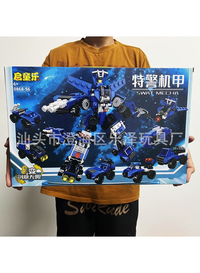 Compatible Lego Blocks China Gift Box Dinosaur Mecha Assembled Educational Toys Stall Institutional Gifts-Color:3 Destroyers/454 Pieces/48*32*6.5cm  - Image 5