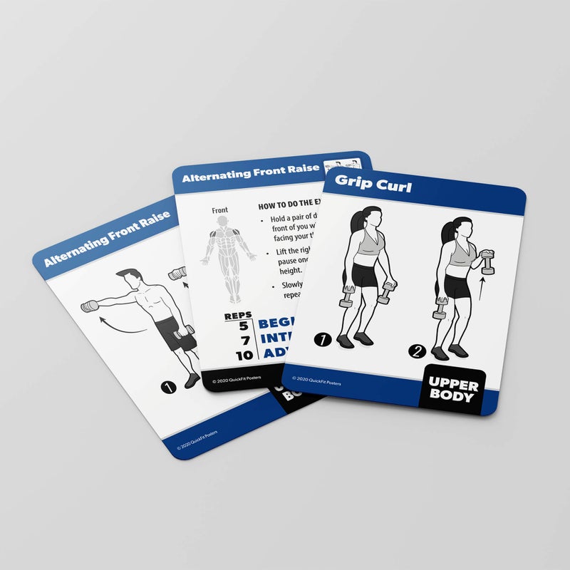 QUICKFIT Dumbbell Exercise Cards - Fitness Playing Cards with Over 50 Dumbbell Workouts - 2.5" x 3.5" (Standard Playing Card Size) - Image 2
