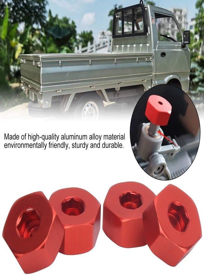 Raguso 4pcs Wheel Hex Hub Adapters 5mm to 12mm Combiner Aluminum Alloy Hex Hub Adapter Compatible with WPL D12 1/10 RC Trucks RC Car Spare Upgrade Parts(red) - Image 2