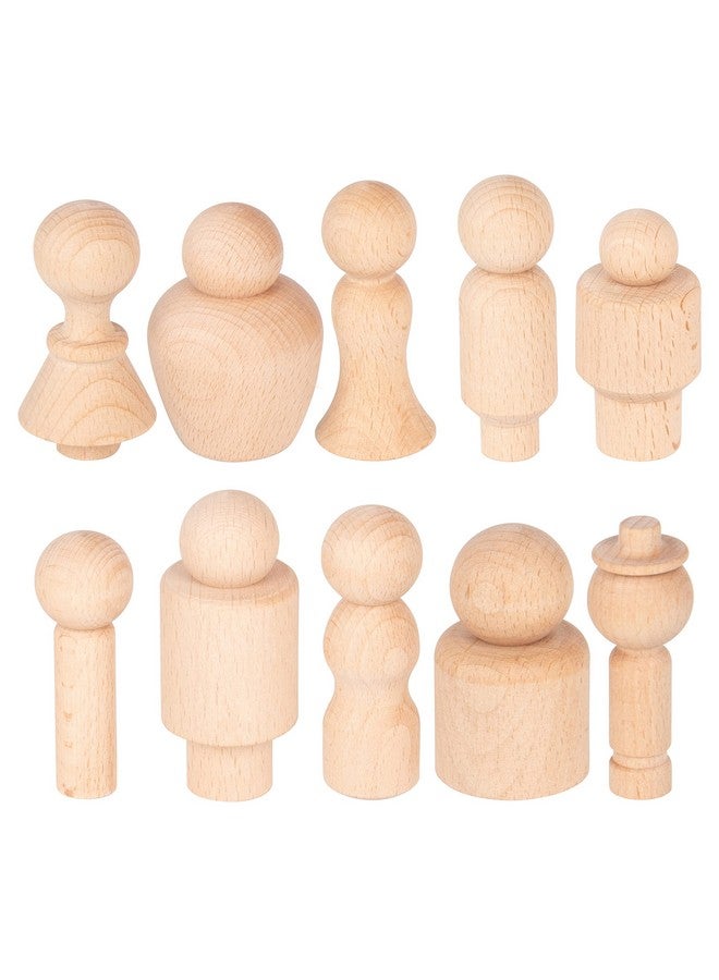 TickiT Wooden Community Figures Set Of 10 For Ages 18M+ Wooden Peg Dolls For Kids 10 Different Shapes Loose Parts Wooden Toys For Toddlers - Image 2