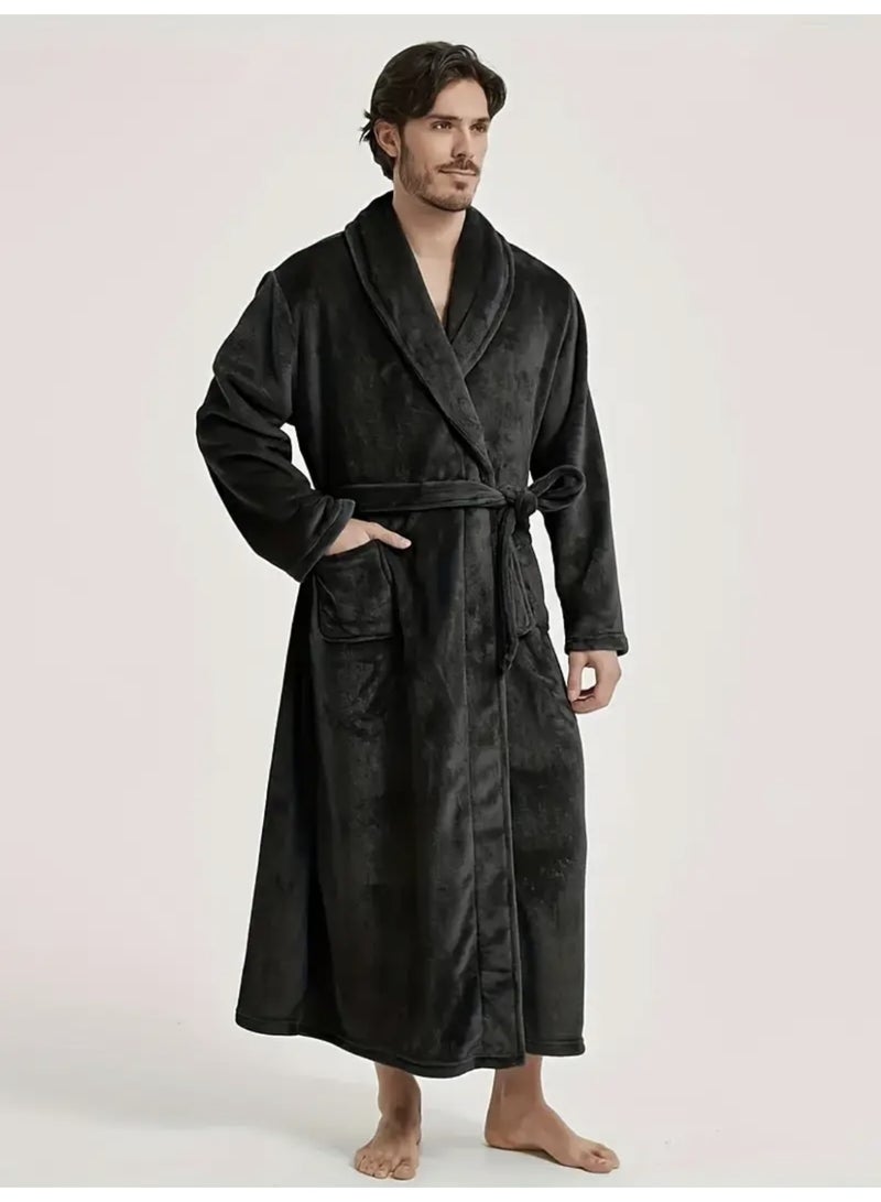 Nakhl Men‘s Fleece Robe, Soft Plush Robe for Men, Fluffy Bathrobe with Belt &2 Pockets，for Bath Shower Spa - Image 1