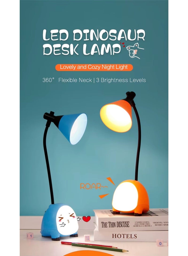 مصباح مكتب ديناصور LED قابل للشحن – إضاءة للمذاكرة وناموسية الأطفال بثلاث درجات سطوع - Image 4