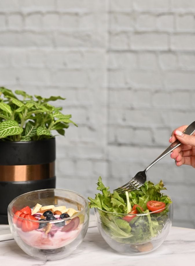 1Chase Double Wall Cereal Salad Bowl Set of 2 Clear 500ml - Image 4