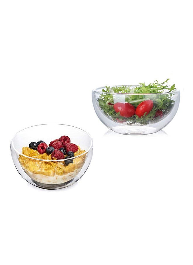 1Chase Double Wall Cereal Salad Bowl Set of 2 Clear 500ml  - Image 1