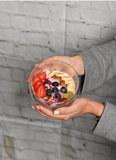 1Chase Double Wall Cereal Salad Bowl Set of 2 Clear 500ml  - Image 2