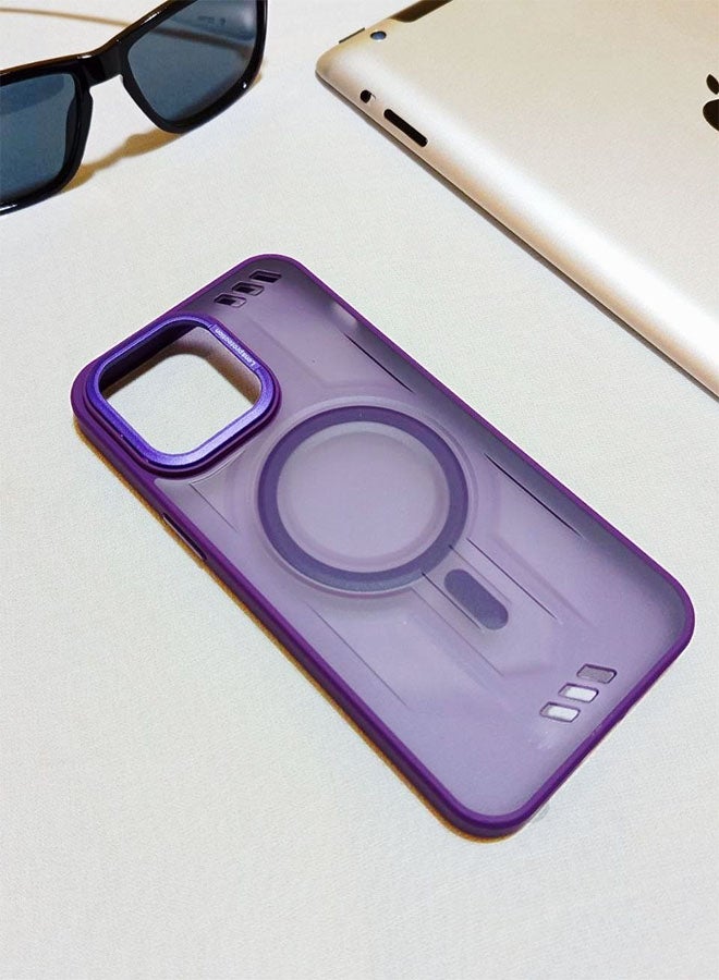 جراب مقاوم للصدمات ممتاز لهاتف ايفون 14 برو ماكس - مع إطار معدني للكاميرا - غطاء مغناطيسي غير لامع أنيق لجميع الأعمار ويدعم ماج سيف - مضاد لبصمات الأصابع وحماية الكاميرا ومقاومة للسقوط - متوافق مع ايفون 14 برو ماكس - بنفسجي - Image 2