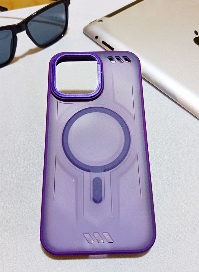 جراب مقاوم للصدمات ممتاز لهاتف ايفون 14 برو ماكس - مع إطار معدني للكاميرا - غطاء مغناطيسي غير لامع أنيق لجميع الأعمار ويدعم ماج سيف - مضاد لبصمات الأصابع وحماية الكاميرا ومقاومة للسقوط - متوافق مع ايفون 14 برو ماكس - بنفسجي - Image 1