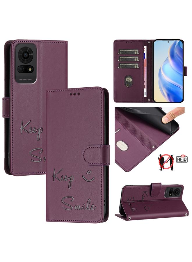 erorex Case For TCL 50 LE 5G Smile Embossing RFID Leather Phone Case  - Image 1