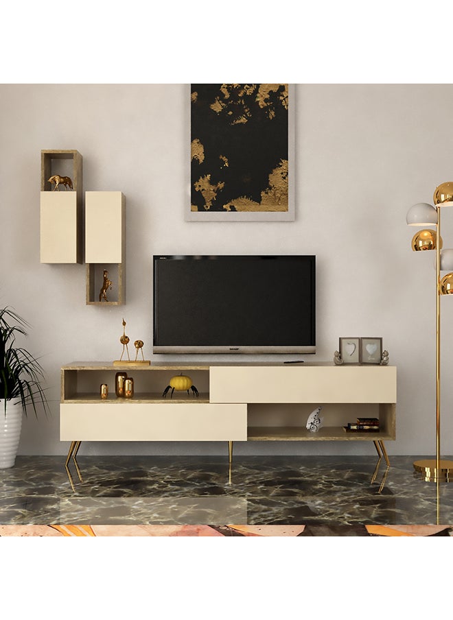 Stylish Home - Classic beige and wooden TV table - TV02 40x180x55 cm - Image 1