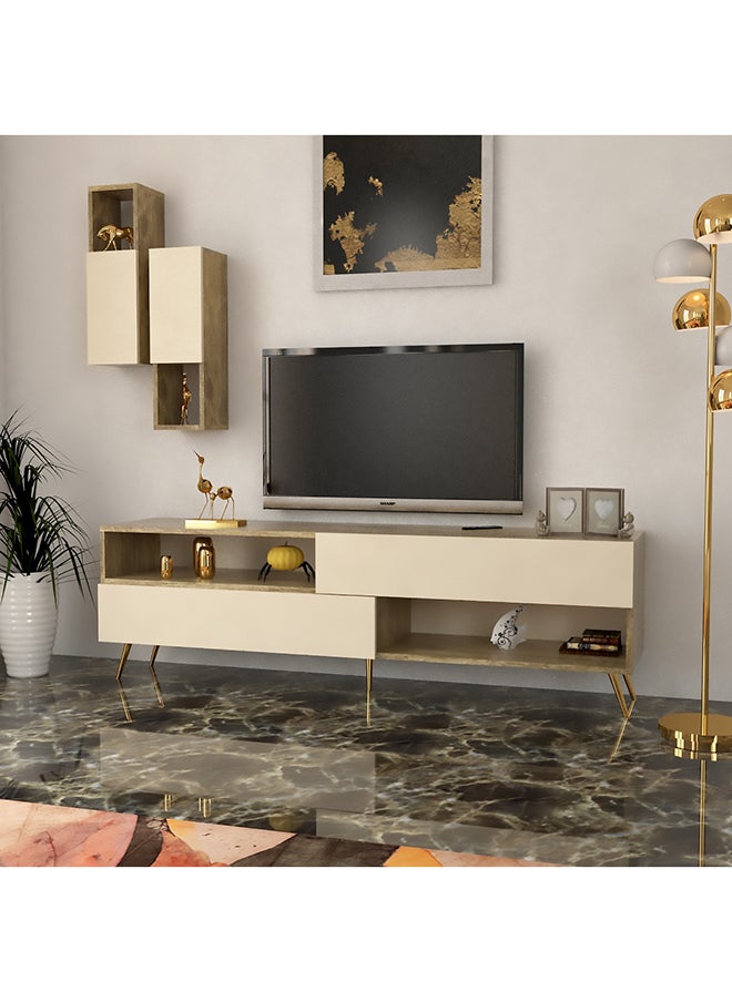 Stylish Home - Classic beige and wooden TV table - TV02 40x180x55 cm - Image 1