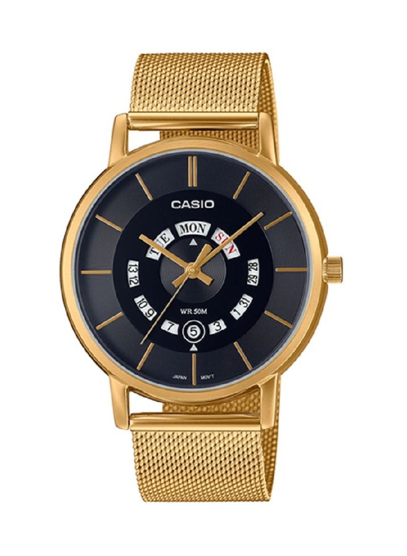 Casio Men Watch - Analog Day and date display Dial Black Dial Stainless Steel Mesh Band MTP-B135B-1AVDF. - Image 1