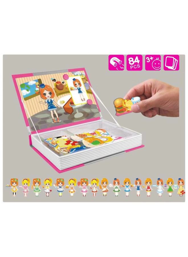 Hot Sale French Little Red Book Dress Baby DIY Assembled Magnetic Book Magnetic Sticker 3D Early Education Puzzle-Color:Kitchen Dress Dress Baby  - Image 1